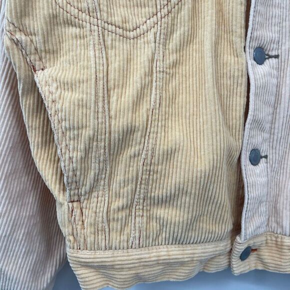 Asos Pink Yellow Tan Color Block Corduroy Cotton Trucker Jacket Size Small - Picture 3 of 10